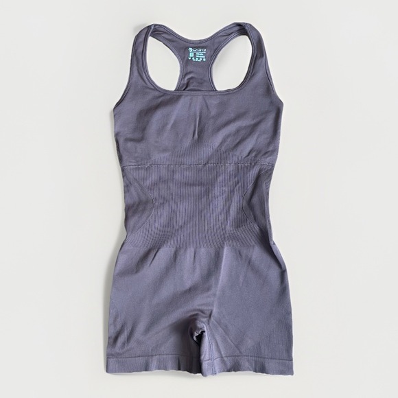 OQQ Other - OQQ Small Chocolate Bodysuit Shorts Racer Back Stretch 3" Inseam Athleisure Gym